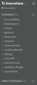 screenshot of Slack channels